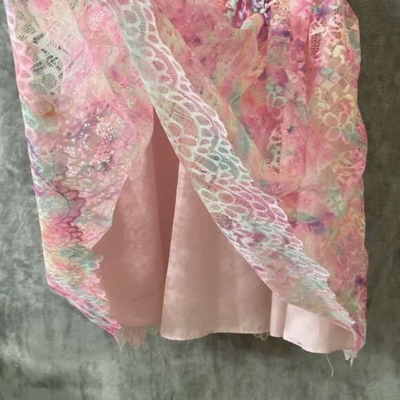 Bonnie Jean Girl size 12 Embroidered Lace sleeveless bow Dress lined Pink - Picture 3 of 9